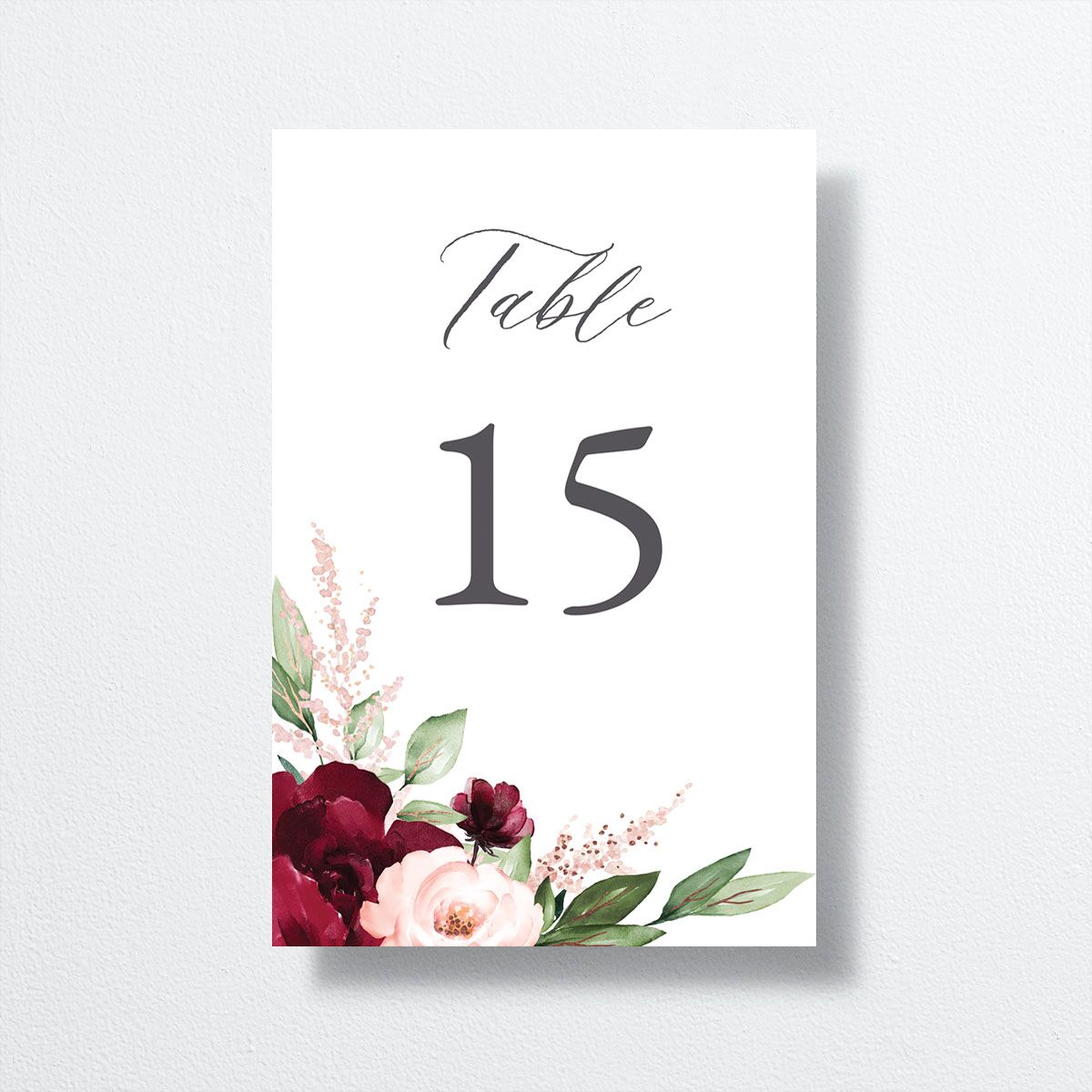Beloved Floral Foil Table Numbers front in red