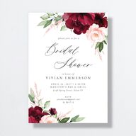 Beloved Floral Bridal Shower Invitations Dark Berry Signature Standard