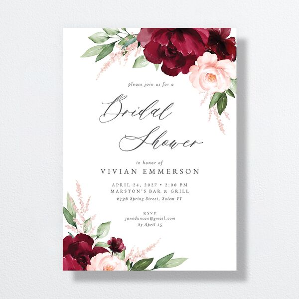 Beloved Floral Bridal Shower Invitations Dark Berry Signature Standard