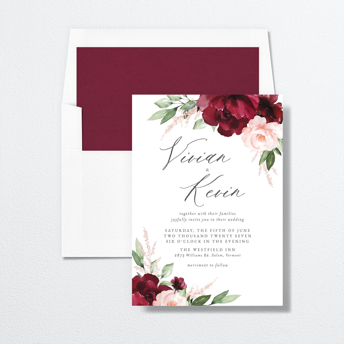 Beloved Floral Change the Date Cards envelope-and-liner