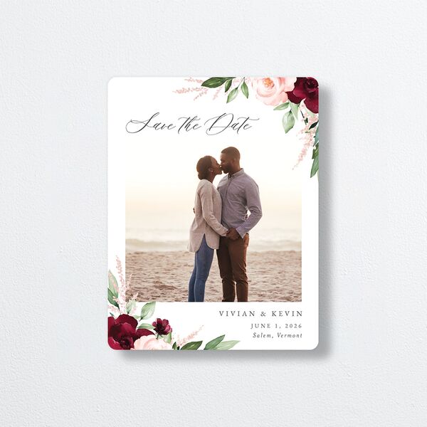 Beloved Floral Save The Date Magnets front in Red
