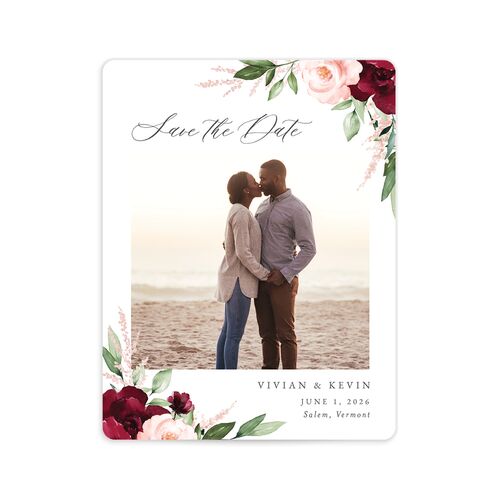 Beloved Floral Save The Date Magnets - Red