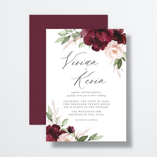 Beloved Floral Wedding Invitations Dark Berry Signature No Standard