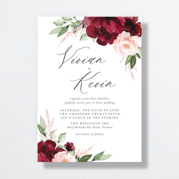 Beloved Floral Wedding Invitations Dark Berry Signature No Standard