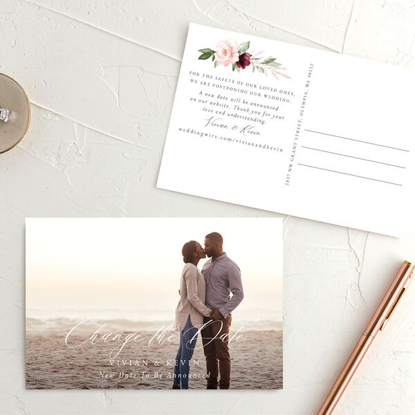 Painted Florals Change the Date Postcards Ruby