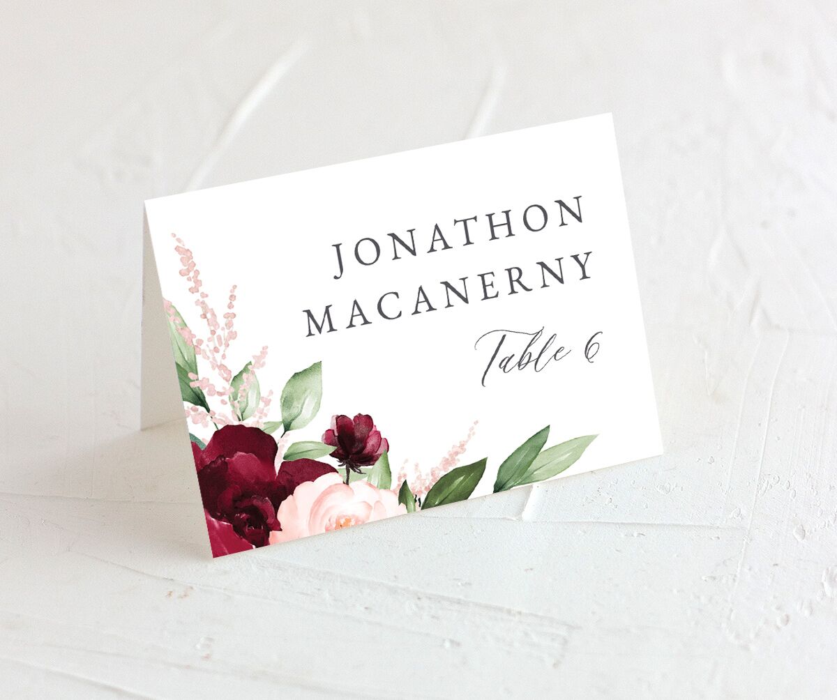 Painted Florals Place Cards front in Red