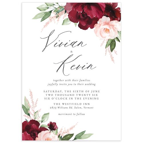 Painted Florals Wedding Invitations - Red