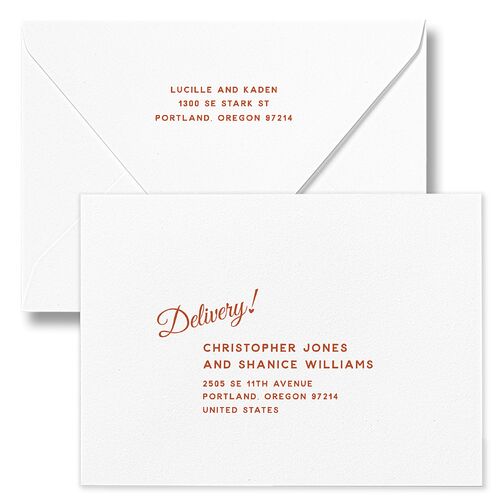 Vintage Heart Locket Rehearsal Dinner Invitation Euro Envelopes Soft Peach White Both Recipient and Return Addresses Luxe Signature