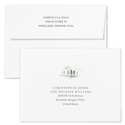 Watercolor Mountains Wedding Invitation Envelopes Kraft Thyme Return Address Standard Signature