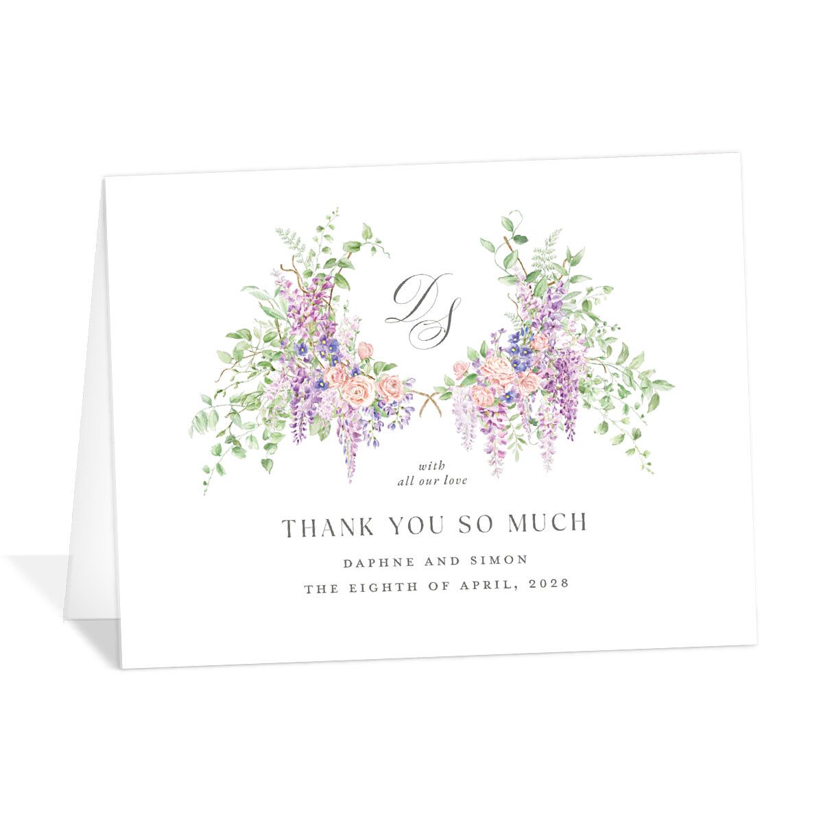 Formal Wisteria Garden Crest Thank You Cards by Bridgerton