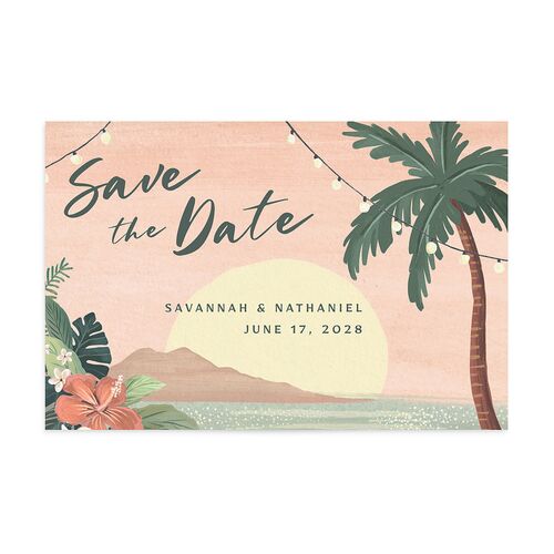Vintage Hawaiian Island Save The Date Postcards Eucalyptus