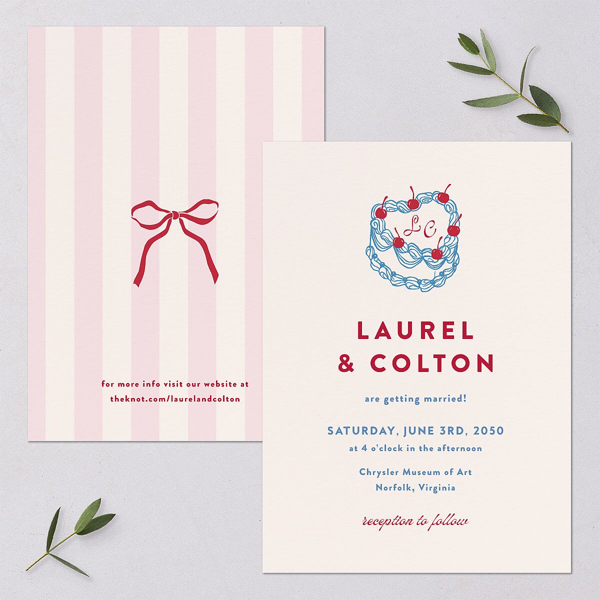 Retro Wedding Cake Wedding Invitations Crimson Signature Blank No Standard