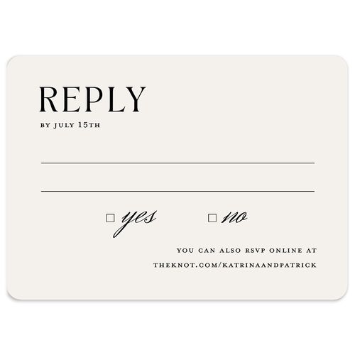 Simple Elegant Black Tie Wedding Response Cards Champagne Signature Rounded
