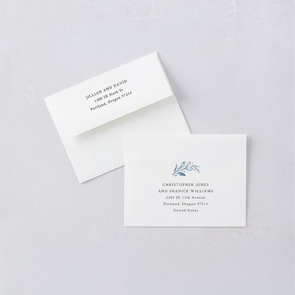Classic Greenery Save the Date Petite Cards Ocean Signature smooth Blank Standard No