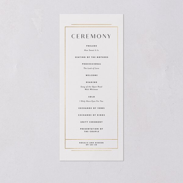 Refined Frame Wedding Programs Gold Snow Signature