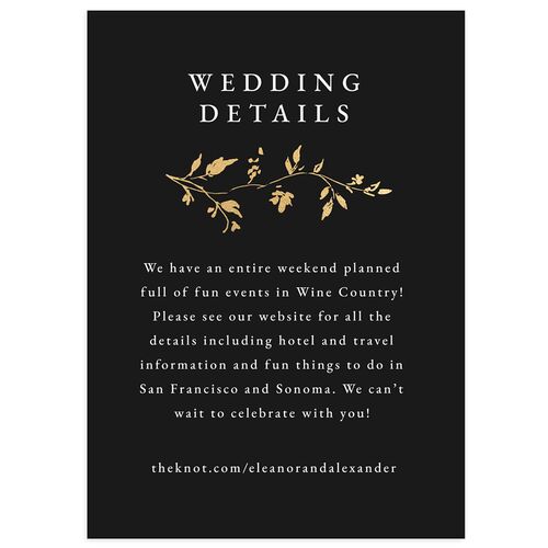 Timeless Floral Foil Wedding Enclosure Cards Gold Charcoal Signature Standard