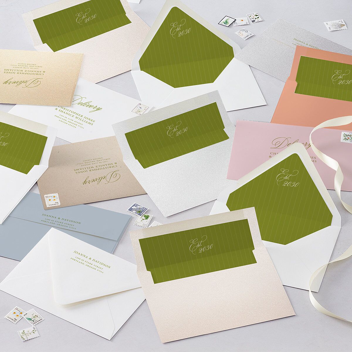 We're Getting Married Wedding Invitations Deep Olive Signature Blank No Standard