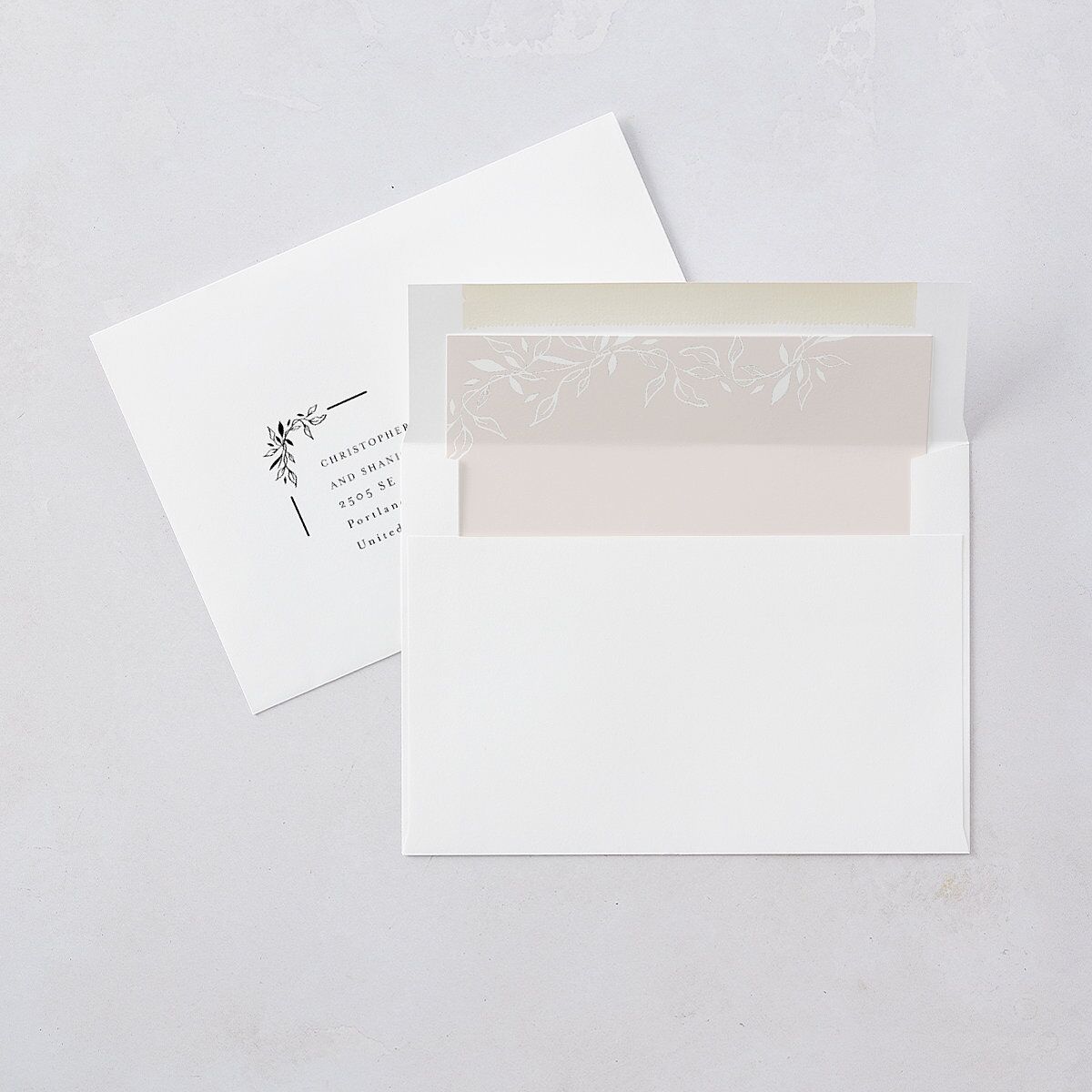 Monogram Leaves Save The Date Cards Gold Charcoal Signature smooth Blank No Standard