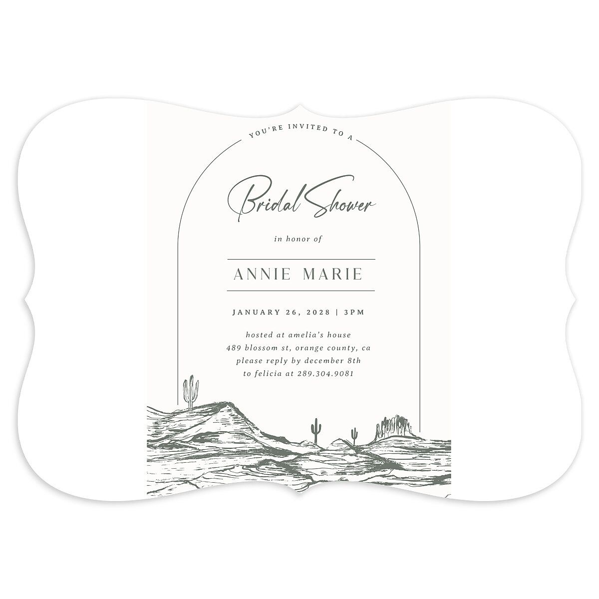 Western Cactus Bridal Shower Invitations