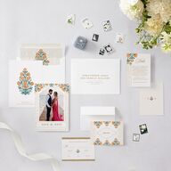 Indian Botanical Blooms Save The Date Cards Daffodil Signature smooth Blank No Standard