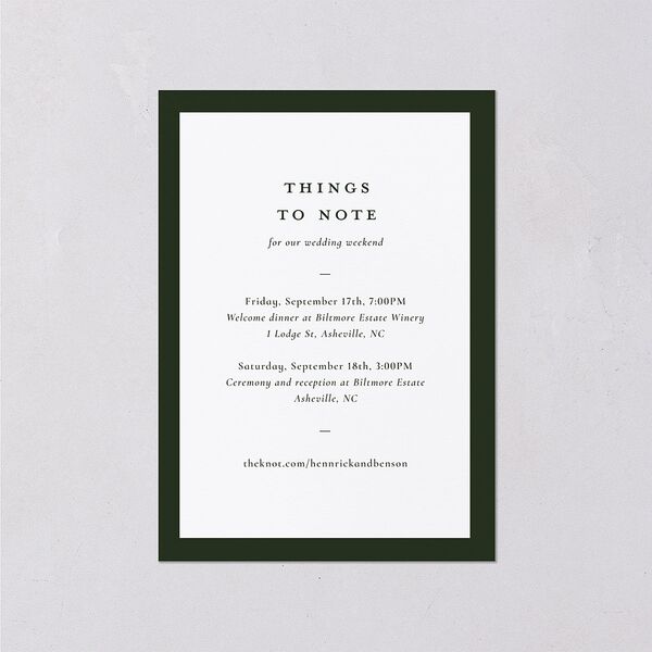 Refined Monogram Wedding Enclosure Cards Dark Green Signature Standard