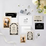 Spooky Halloween Nouveau Wedding Invitations Linen Signature Blank Standard No