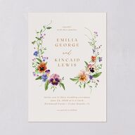 Wild Pansies Wedding Invitations Rose Gold Signature Blank No