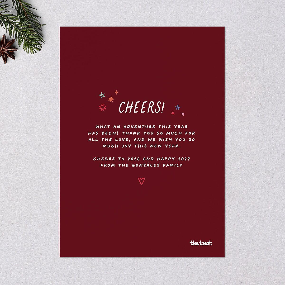 What a Year Whimsical Calendar Photos Holiday Cards Maroon Signature Blank Standard Portrait