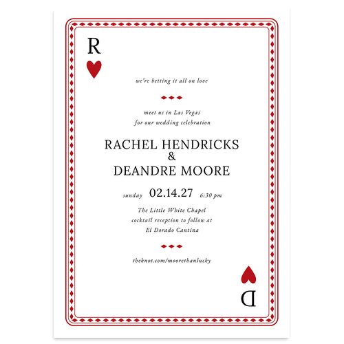 Las Vegas Playing Card Wedding Invitations Jewel Red Signature Blank No Standard