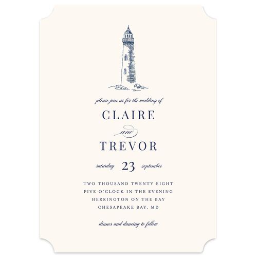 Elegant Lighthouse Wedding Invitations Maritime Signature Blank No Ticket