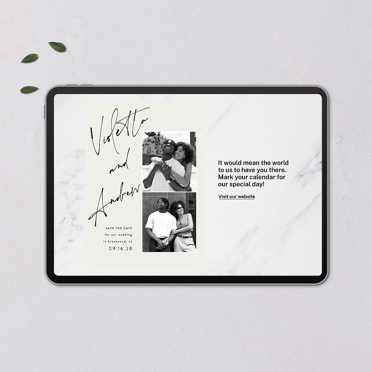 Signed Digital Save the Date Cards Licorice Dusty Blue Lets Celebrate Standard