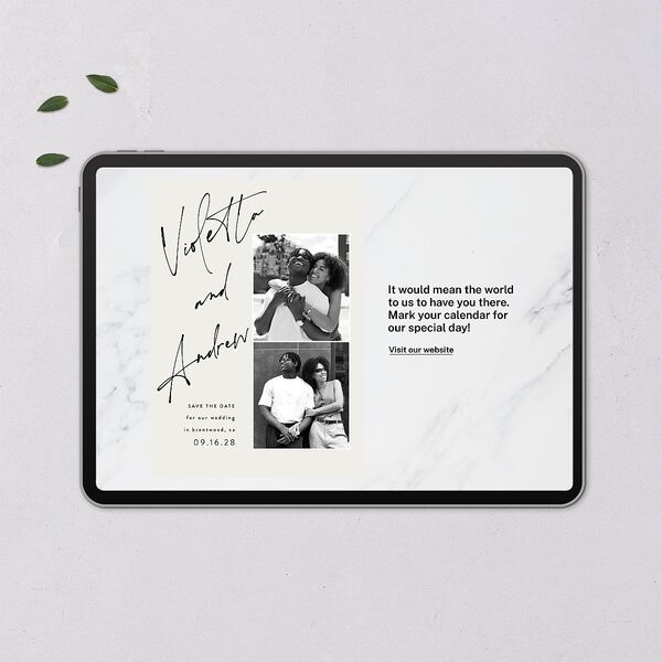 Signed Digital Save the Date Cards Licorice Dusty Blue Lets Celebrate Standard