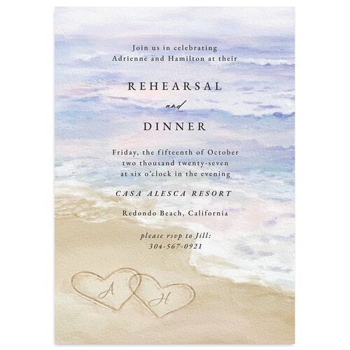Beach Monogram Rehearsal Dinner Invitations Lavender Signature Blank Standard