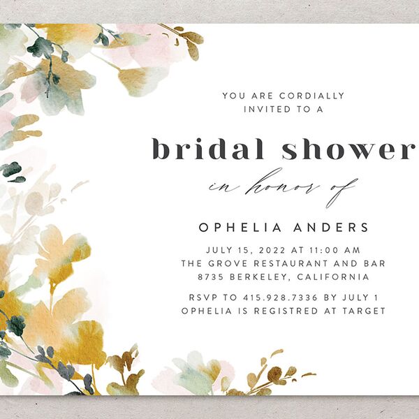 Watercolor Blooms Bridal Shower Invitations Solar Power Signature
