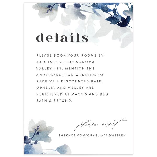Watercolor Blooms Wedding Enclosure Cards front
