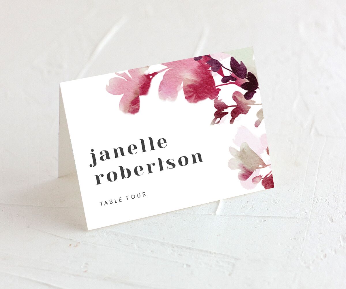 Watercolor Blooms Place Cards front