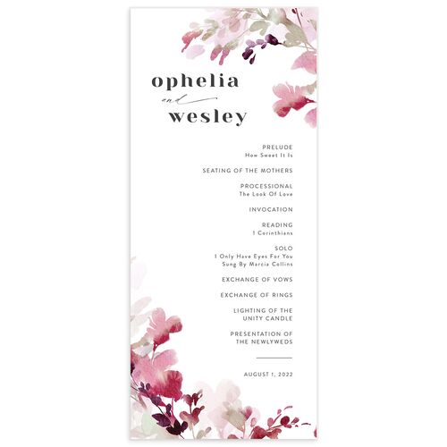 Watercolor Blooms Wedding Programs - 