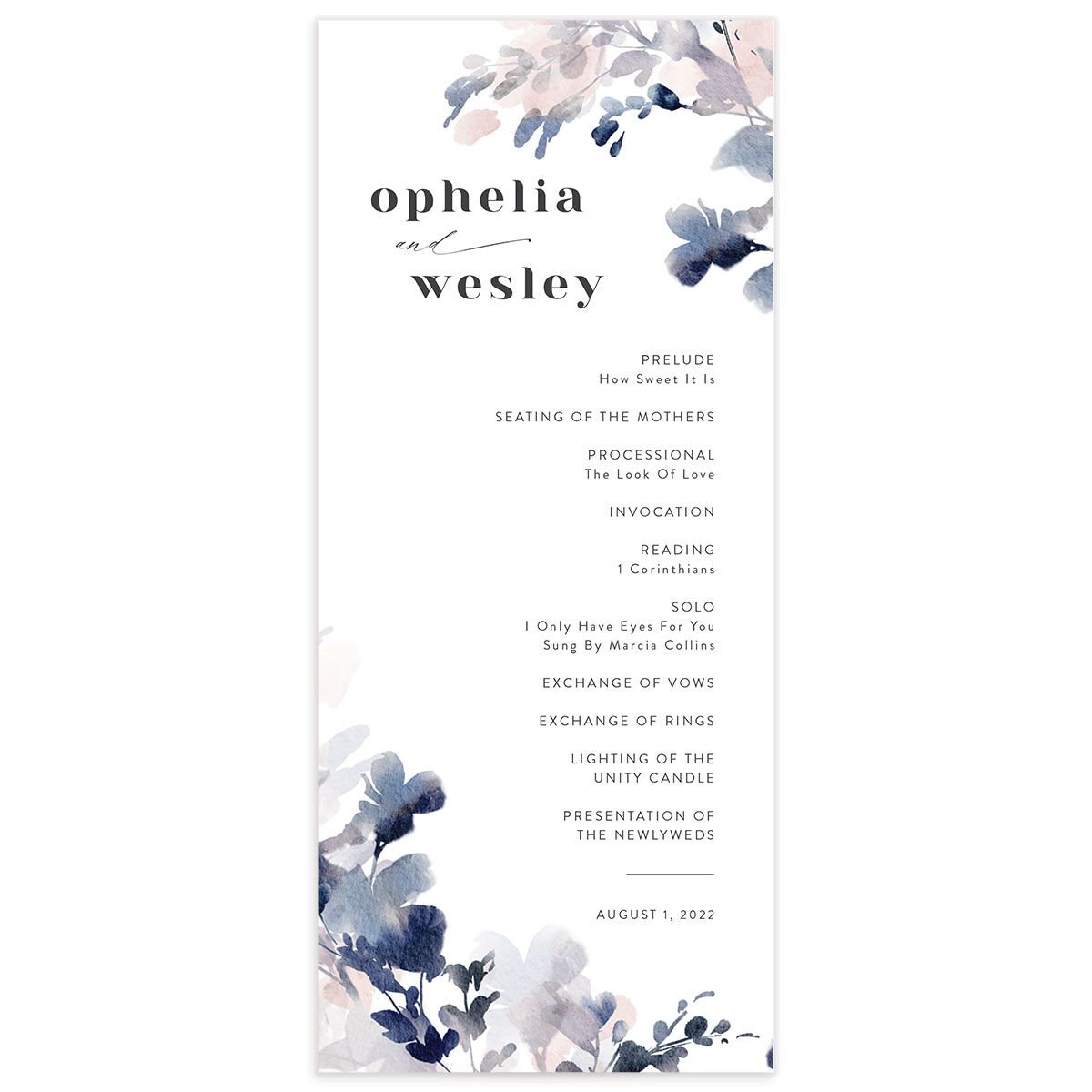 Watercolor Blooms Wedding Programs