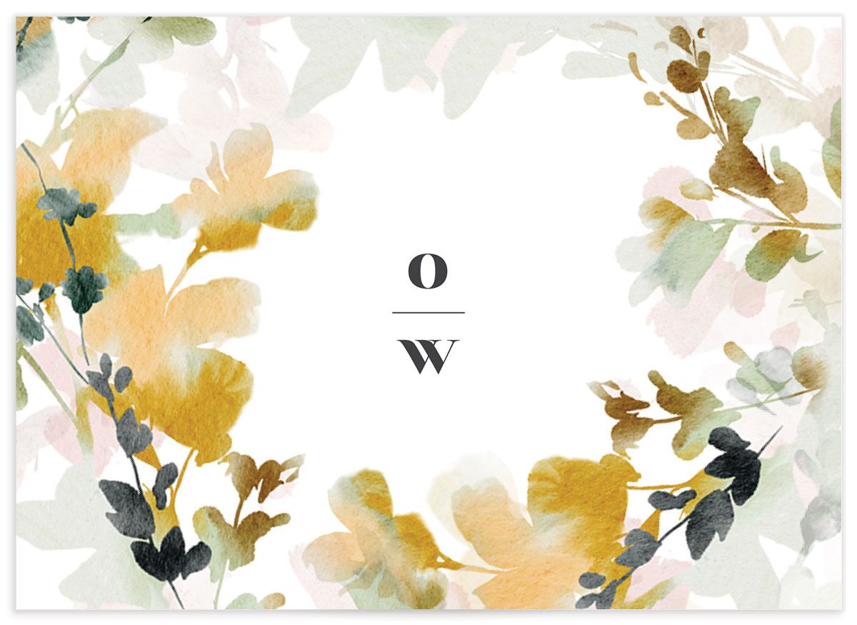 Watercolor Blooms Wedding Response Cards back in gold