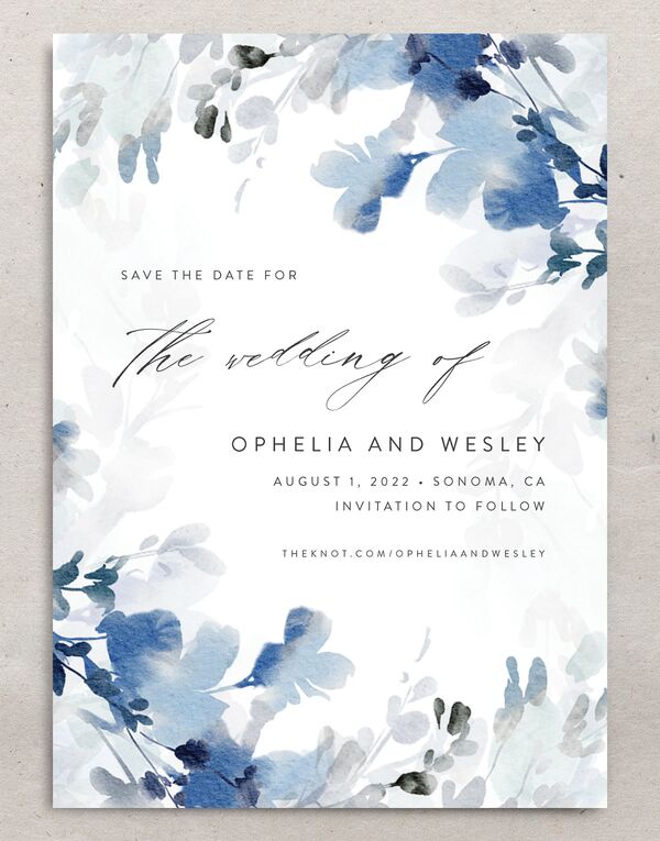 Watercolor Blooms Save The Date Cards front