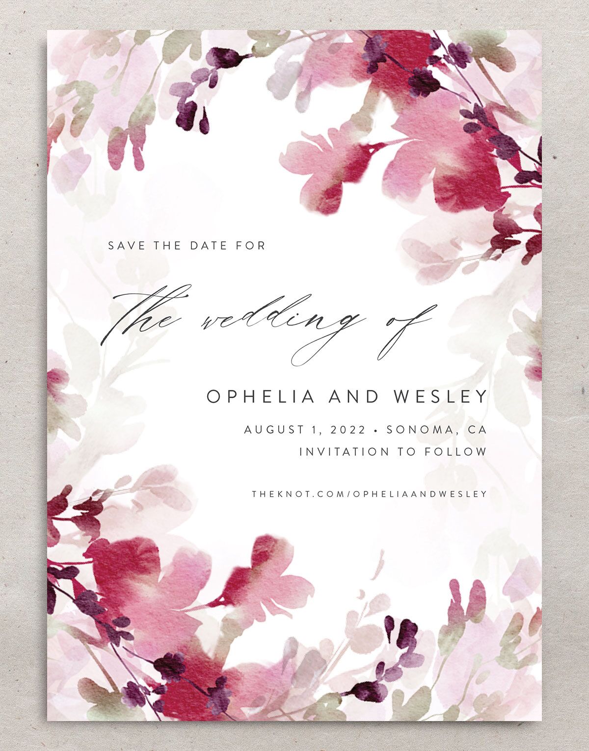 Watercolor Blooms Save The Date Cards front