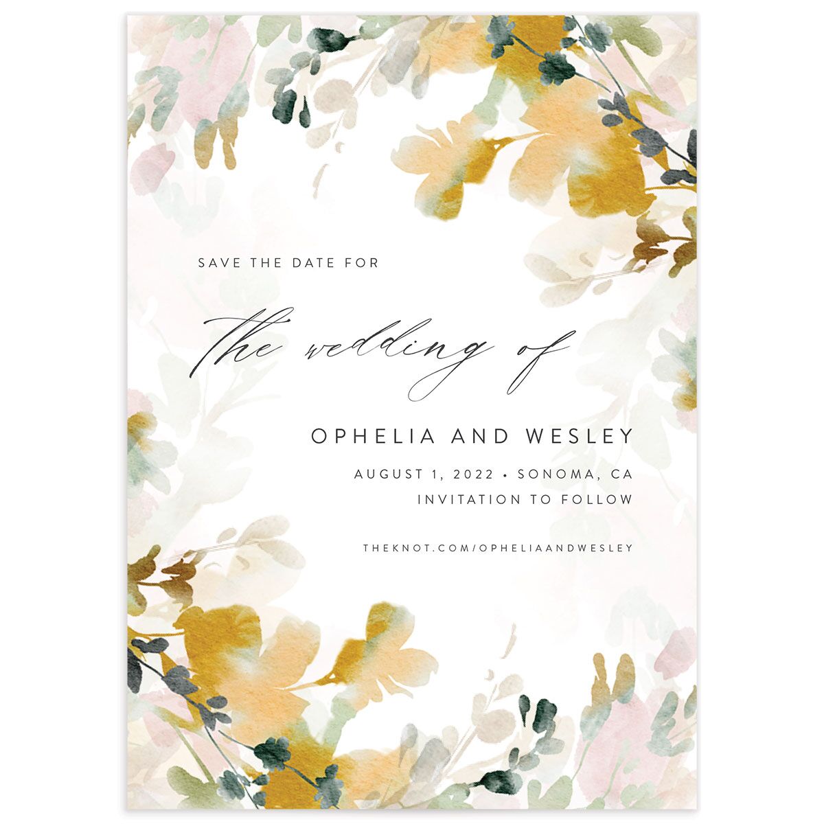 Watercolor Blooms Save The Date Cards