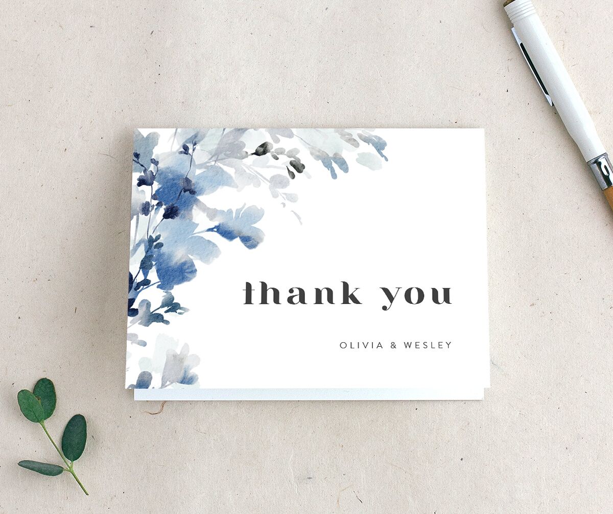 Watercolor Blooms Thank You Cards front
