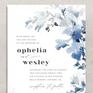 Watercolor Blooms Wedding Invitations Midnight Navy Signature No