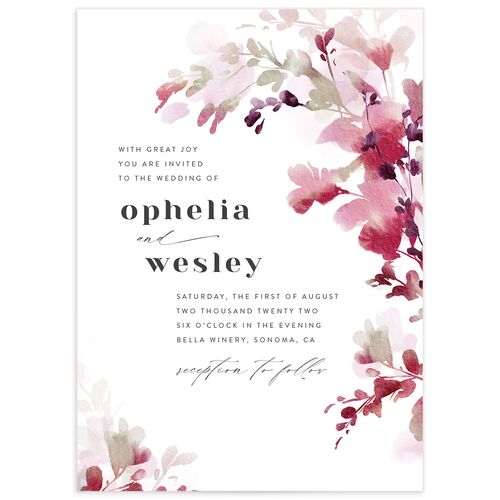 Watercolor Blooms Wedding Invitations - 