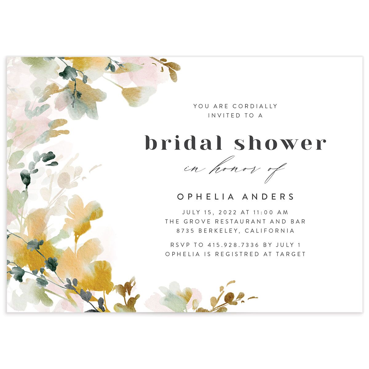 Graceful Floral Bridal Shower Invitations