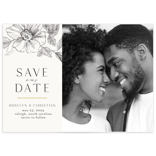 Botanical Floral Save The Date Cards - Grey