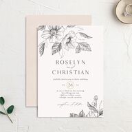 Botanical Floral Wedding Invitations Steel Gray Signature No