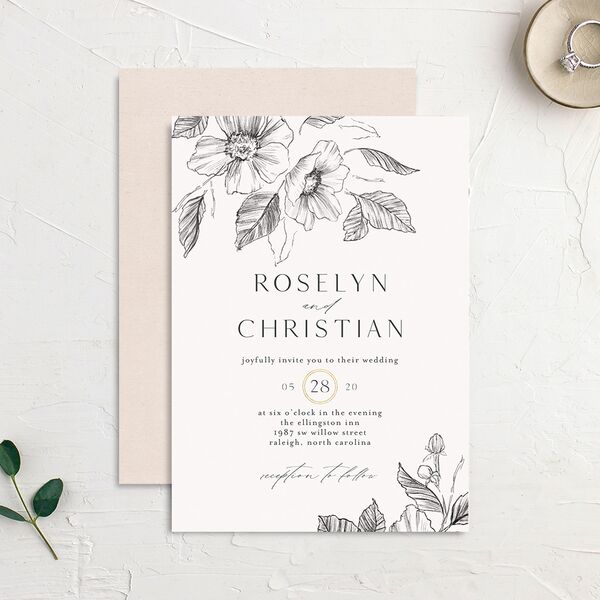 Botanical Floral Wedding Invitations Steel Gray Signature No