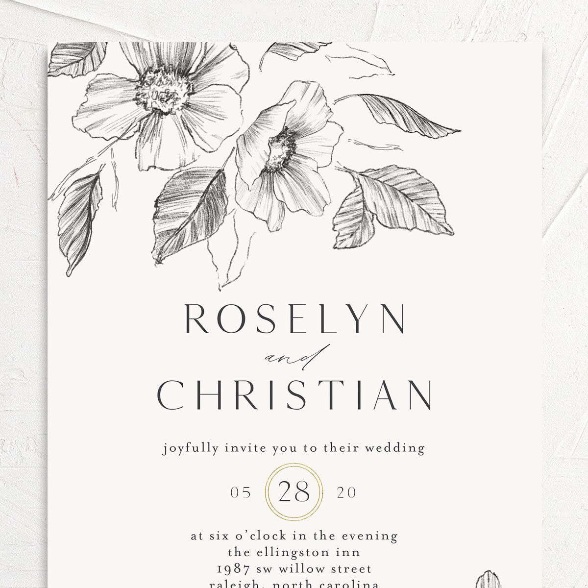 Botanical Floral Wedding Invitations Steel Gray Signature No